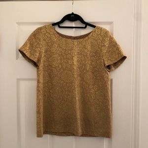 J. Crew Gold Floral Jacquard Top